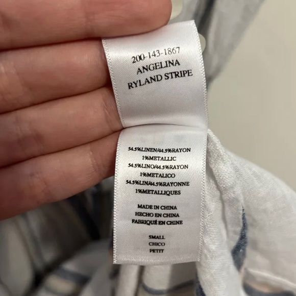 Rails Revolve New White Linen Angelina Striped Smocked Mini Dress S - Picture 5 of 6